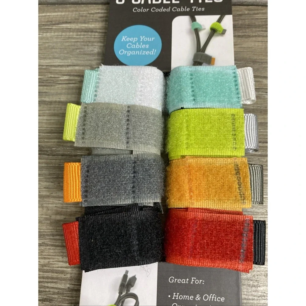 Color Coded Cable Ties 8 Pack Adjustable Self Adhering Organize up to 2